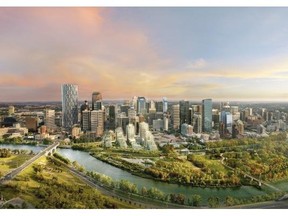 The overall Waterfront project along the Bow River in the Eau Claire neighbourhood.