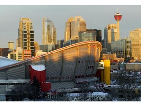 The Saddledome and the Calgary city skyline as seen February 2, 2011.