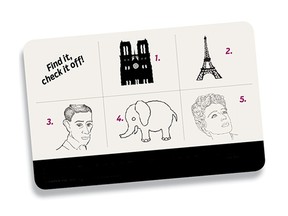 A scavenger hunt card you can fill out during your experience at the Calgary Philharmonic Orchestra's J'aime Paris Festival from Nov. 21 to Dec. 4.