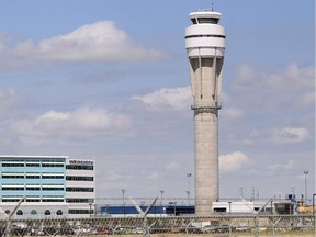 The new NAV Canada traffic control tower at the Calgary International Airport, in Calgary, Alberta Wednesday, July 3, 2013.