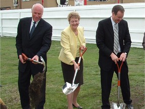 Groundbreaking for Arriva condo tower, 2005: Peter Burgener (left), Ald. Madeleine King and Mayor Dave Bronconnier