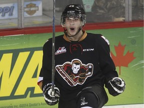 Calgary Hitmen forward Connor Rankin recorded three goals and two assists in Tuesday's 9-5 win over Red Deer.