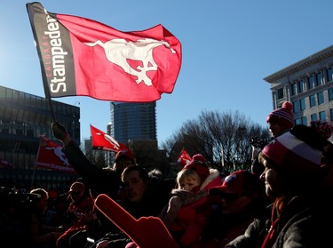 Calgary Stampeders fans during the Grey Cup Champions rally at City Hall in Calgary.