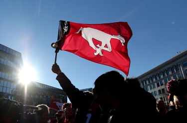 Calgary Stampeders fans during the Grey Cup Champions rally at City Hall in Calgary.