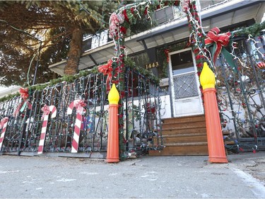 Outdoor Christmas decorations look a little odd without being surrounded by snow in Calgary, on December 17, 2014. -