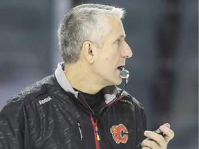 Bob Hartley, Calgary Flames head coach during team practice at the Saddledome in Calgary, on December 18, 2014.