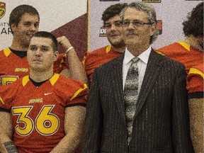 Steve Buratto, a veteran CFL coach and Calgary Dinos offensive line coach the last two years, is named the team's new interim head coach in Calgary, on December 12, 2014.