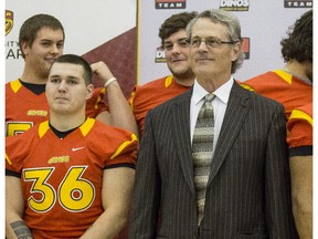 Steve Buratto, a veteran CFL coach and Calgary Dinos offensive line coach the last two years, is named the team's new interim head coach in Calgary, on December 12, 2014. He will be replaced by Wayne Harris Jr.
