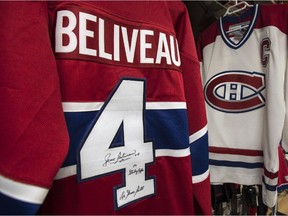A signed jersey of former Montreal Canadiens legend Jean Beliveau is seen at the pro shop of the Jean Beliveau Arena. Reader remembers meeting Beliveau as a child.