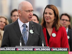 Col. John Fletcher, the Wildrose's candidate in the unsuccessful Calgary-Elbow byelection, with Wildrose Leader Danielle Smith on Sept. 24, 2014.