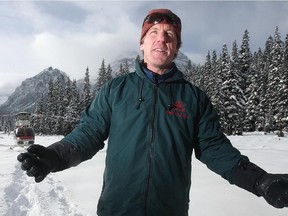 Parks Canada Avalanche Risk Specialist Grant Statham in Banff National Park's backcountry in November 2010.