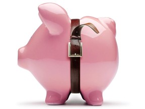 Belt tightening piggy bank illustration. istockphoto/Michael Balderas photo