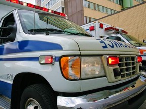 An ambulance arrives at the Foothills Hospital Wednesday afternoon.