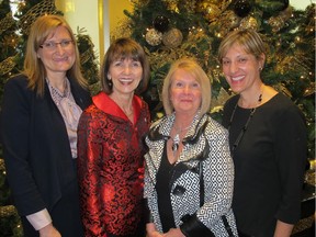 Cal1220 Chas 4 This year's   Children's Hospital Aid Society (CHAS) luncheon held Dec 1 in the BMO Centre saw a record 512 tickets sold. Proceeds from the lovely luncheon were directed to Sonshine Community Services. Pictured, from left, are Sonshine board chair and keynote speaker this day Sandy Vander Ziel with CHAS president Geri Moon and luncheon co-chairs Judy Shaw and Linda Vogt.