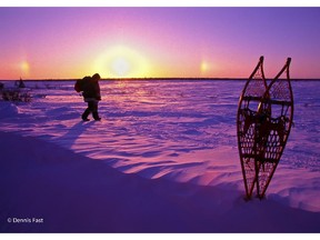 Sun dogs at -50 degrees by Dennis Fast for winter photography piece. (Dennis Fast/ for the Calgary Herald)