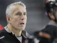Calgary Flames coach Bob Hartley watches his troops during practice in this file photo.