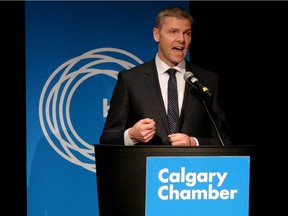 Tim McMillan, president of the Canadian Association of Petroleum Producers, speaks to the Calgary Chamber of Commerce on Dec. 9, 2014.