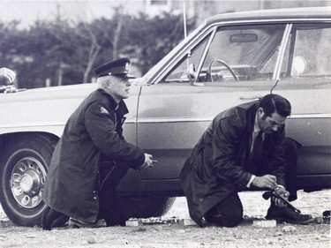 Dec 20, 1974 known as Black Friday where Detective Boyd Davidson was shot and killed by Philippe Laurier Gagnon who was holed up in his garage at 1034 - 9 St SE. as police take cover at the scene.