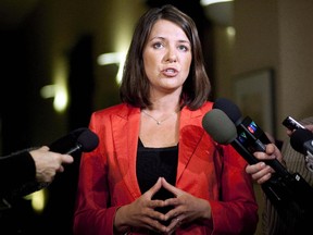 Wildrose Party Leader Danielle Smith is shown speaking to reporters in Calgary, Alta., Thursday, Jan. 24, 2013.