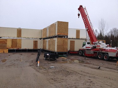 Construction work is pictured at Ladacor's hotel construction project in Sioux Lookout, Ont.