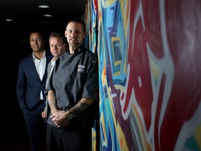 JD Pilz, left, Jeff Hanna, middle and Andrew Gass, in their restaurant Barcelona.