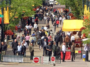 Downtown workers packed onto Stephen Avenue Mall on June 19, 2012 over the lunch hour.