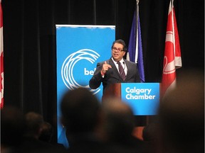 Mayor Naheed Nenshi addressed the members of the Calgary Chamber of Commerce about the state of business in Calgary on December 11, 2014 at the Telus Convention Centre.