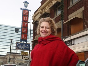 Cynthia Klaassen, president of the Calgary Heritage Initiative Society, is thrilled that renovations will soon begin at the St. Louis Hotel, which closed eight years ago. It opened in 1914.