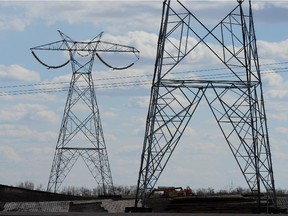 The New Eastern Alberta transmission line under construction near Mundare.