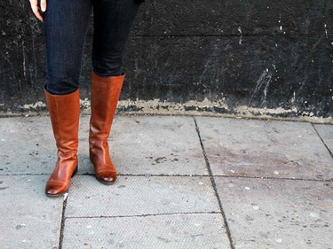 Brown riding boots are a great choice, especially for Calgary winters.