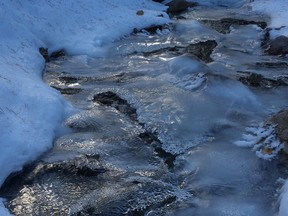 frozen creek in Banff National Park
