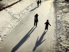 Families enjoy skating on the lagoon at Bowness Park in this file photo from February 9, 2011.