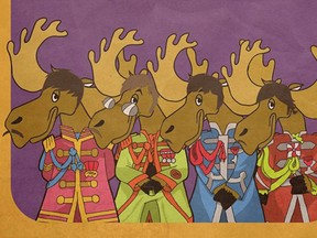 The poster for A Chrismoose Carol offers a hint of the theme this year. Yes, those are The Beatles as mooses.