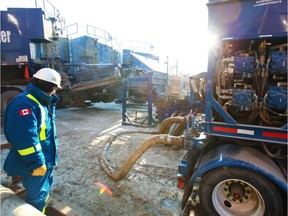 A hydraulic fracturing operation in Alberta.