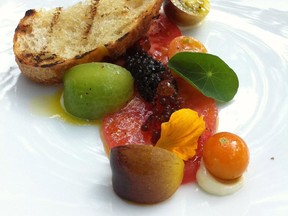 Rouge executive chef Jamie Harling created a plate of summer with fresh tomatoes, caviar and nasturtium leaves for a dinner with Calgary Food Tours' Karen Anderson. It was one of the best things food writer Gwendolyn Richards ate this year.