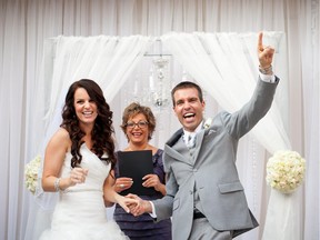Newlyweds Kevin Zempko and Erica Wacker were married by Dianne Mahura in San Diego in October 2014. In 2007, Mahura was diagnosed with leukaemia and told that without a bone marrow transplant she would likely die. Zempko was her anonymous bone marrow donor.