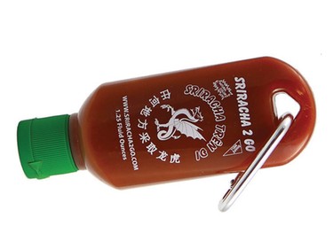 Want a belt?
With this clip-on bottle, the foodie in your life never need leave home without Sriracha. The bottle is sold empty, so you should probably also wrap up  a big bottle of the hot sauce. Buy a few, and most of your gift-giving problems will be solved. $7 US each or $15 for three (plus shipping). Only at sriracha2go.com.