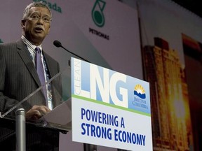 Petronas CEO Shamsul Abbas speaks during the LNG conference in Vancouver, B.C. Wednesday, May 21, 2014.