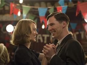 In this image released by The Weinstein Company, Keira Knightley, left , and Benedict Cumberbatch appear in a scene from "The Imitation Game."