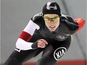 Brianne Tutt skates in the 1500 metre competition at the Long Track Selection trials in this file photo from  January 2, 2014 at the Olympic Oval.