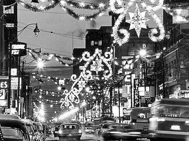 A favourite Calgary tradition — Christmas lights on Stephen Avenue — pictured in 1965
