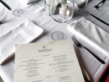 A table setting at Il Sogno restaurant in Bridgeland.
