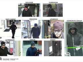 Police released a series of images in their investigation of several bank robberies in Alberta, B.C., and Saskatchewan.