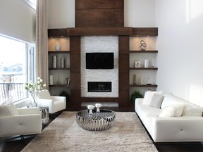 The great room in the Aspen Rose Estates show home by Elegant Homes.