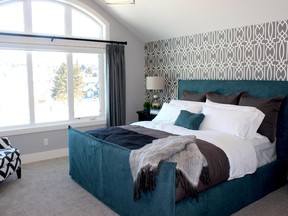 The master bedroom in the Berkeley show home by Calbridge Homes in Mystic Ridge.