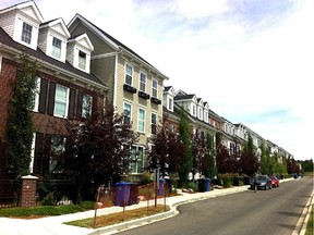 Townhomes in Currie Barracks, a redevelopment of the former Canadian Forces Base.