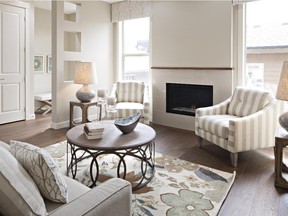 The great room in the Solstice show home, an inner-city duplex by Cardel Inner-City.