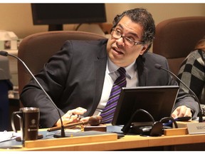 Mayor Naheed Nenshi spoke to the other members of city council as they debated the consumption of alcohol by councillors during a committee meeting on Tuesday.