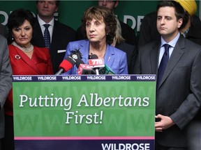 Interim Wildrose leader Heather Forsyth  is seen here with members of her caucus. Reader says party is no longer credible.