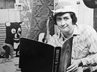 Ron Barge as Buck Shot with Benny the Bear on CFCN's The Buckshot Show, circa 1970.
